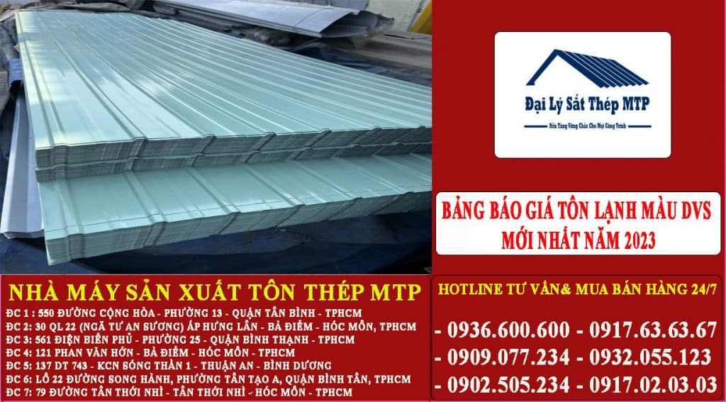 Bảng báo giá tôn màu dvs