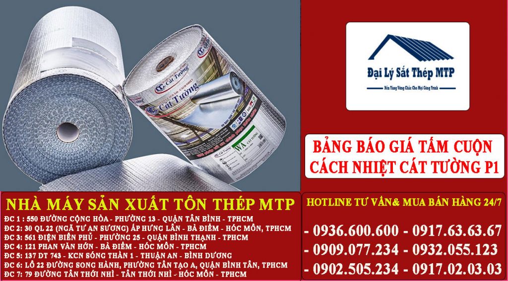 Bảng báo giá tấm cuộn cách nhiệt cát tường P1