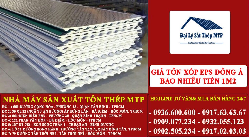 Giá Tôn Xốp EPS Đông Á bao nhiêu tiền 1m2
