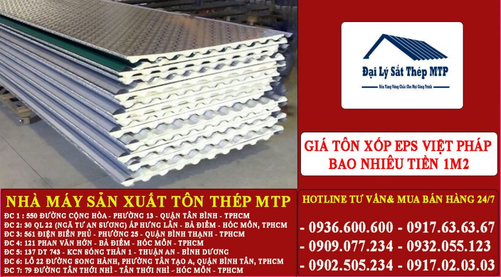 Giá Tôn Xốp EPS Việt Pháp bao nhiêu tiền 1m2