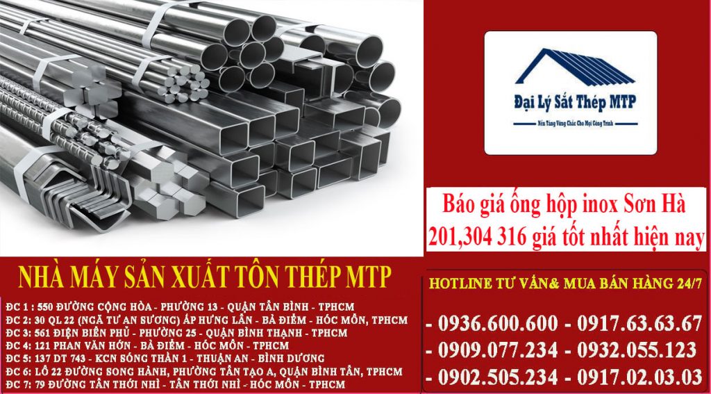Bảng báo giá ống hộp inox Sơn Hà