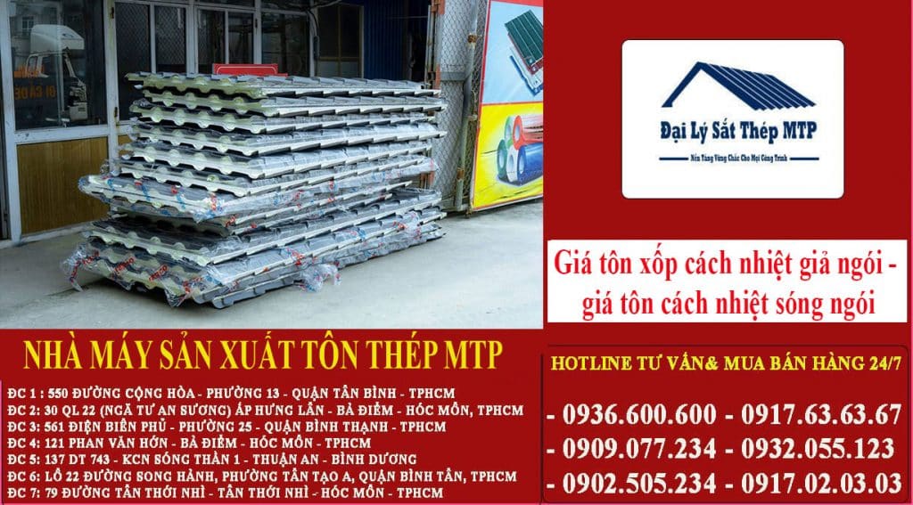 giá tôn xốp cách nhiệt giả ngói - giá tôn cách nhiệt sóng ngói